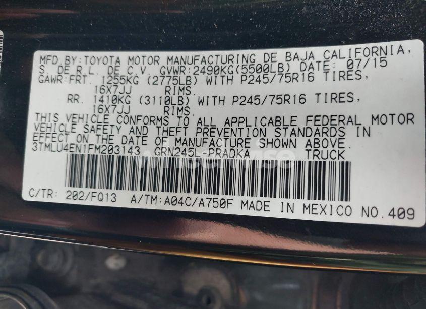 Photo 9 of 2015 Toyota Tacoma BASE V6 (VIN 3TMLU4EN1FM203143)