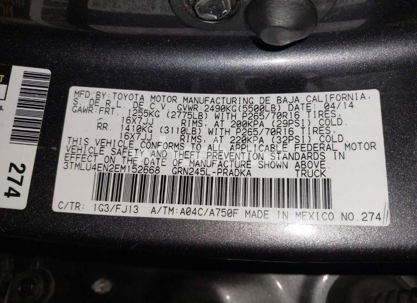 Photo 9 of 2014 Toyota Tacoma BASE V6 (VIN 3TMLU4EN2EM152668)