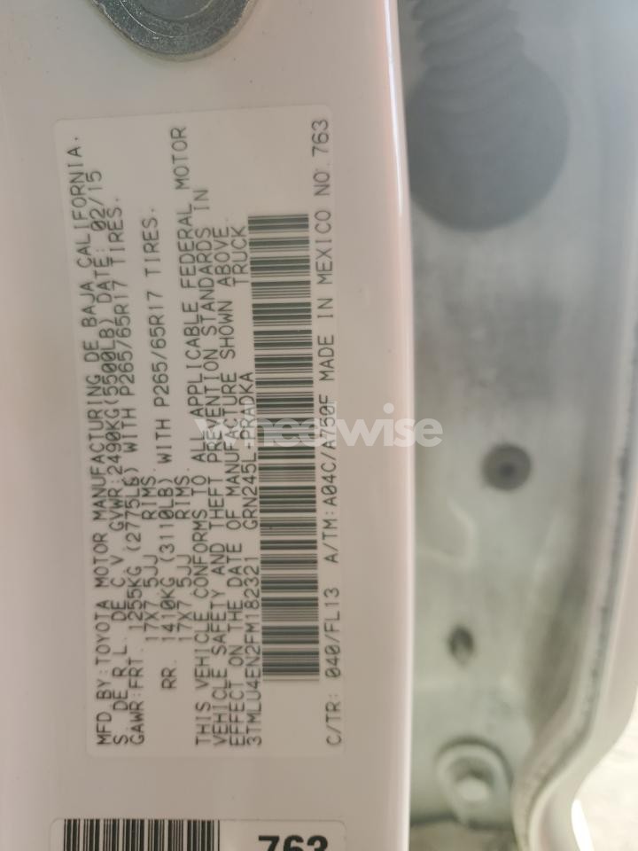 Photo 12 of 2015 TOYOTA TACOMA DOUBLE CAB (VIN 3TMLU4EN2FM182321)