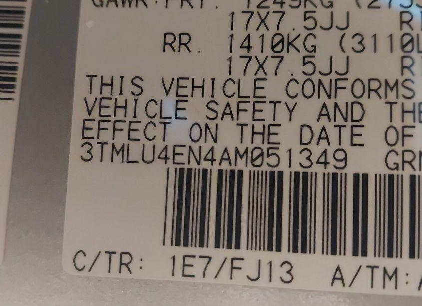 Photo 9 of 2010 Toyota Tacoma DOUBLE CAB (VIN 3TMLU4EN4AM051349)