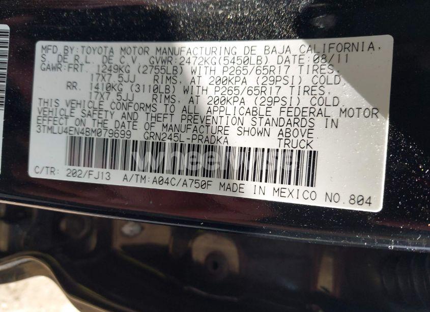 Photo 9 of 2011 Toyota Tacoma BASE V6 (VIN 3TMLU4EN4BM079699)