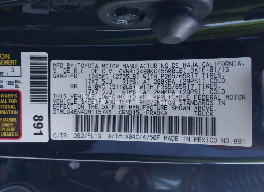 Photo 9 of 2013 Toyota Tacoma BASE V6 (VIN 3TMLU4EN4DM115748)