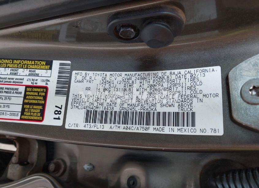 Photo 9 of 2013 Toyota Tacoma BASE V6 (VIN 3TMLU4EN4DM118438)