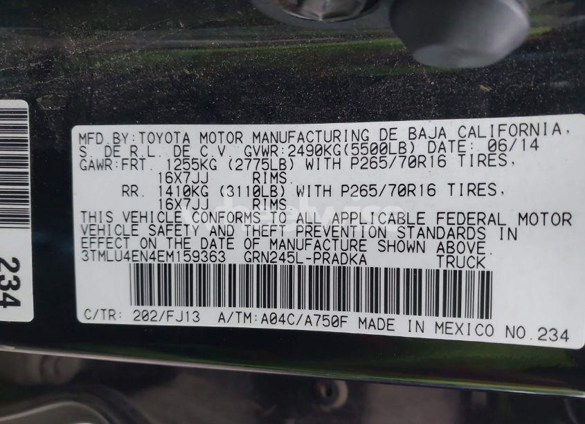 Photo 9 of 2014 Toyota Tacoma DOUBLE CAB (VIN 3TMLU4EN4EM159363)