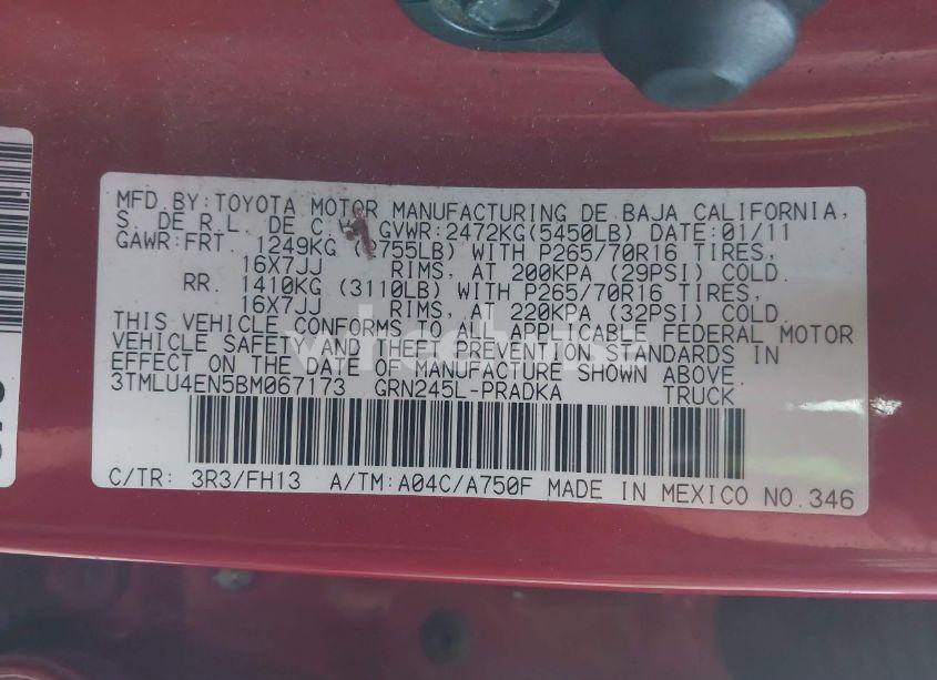 Photo 9 of 2011 Toyota Tacoma DOUBLE CAB (VIN 3TMLU4EN5BM067173)