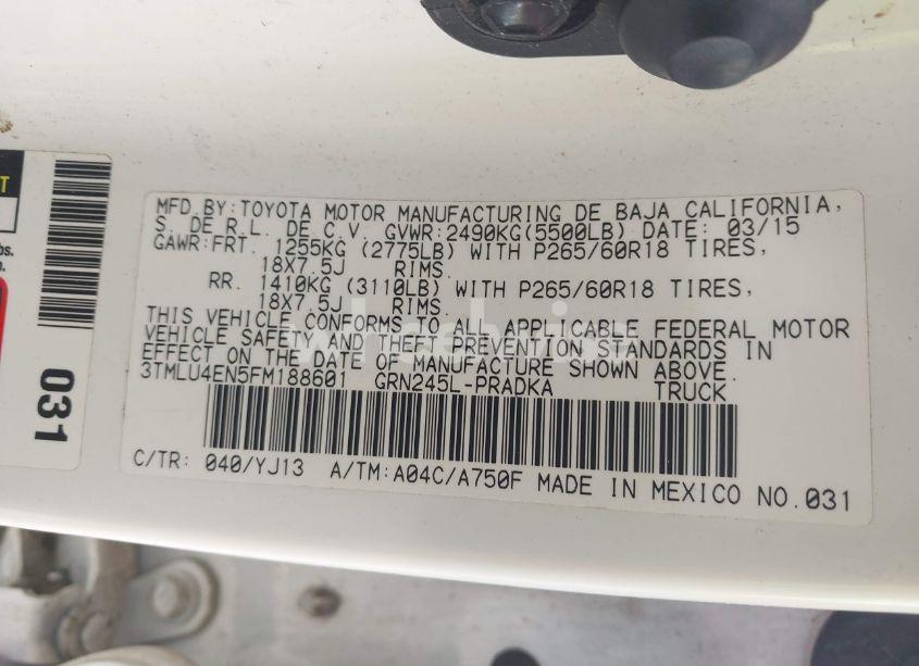 Photo 9 of 2015 Toyota Tacoma BASE V6 (VIN 3TMLU4EN5FM188601)