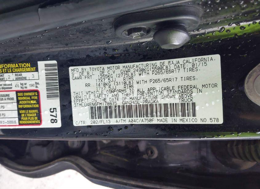 Photo 9 of 2015 Toyota Tacoma DOUBLE CAB/TRD PRO (VIN 3TMLU4EN6FM178675)