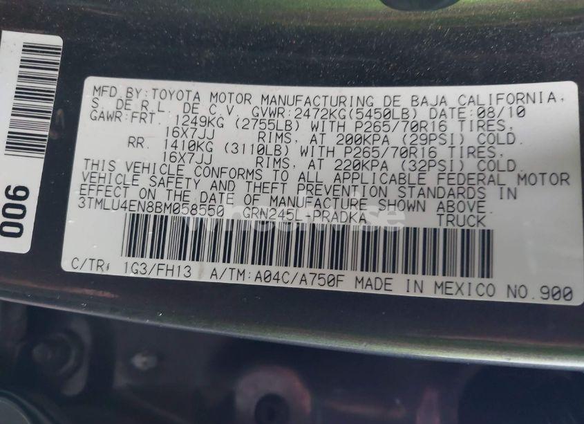 Photo 9 of 2011 Toyota Tacoma DOUBLE CAB (VIN 3TMLU4EN8BM058550)