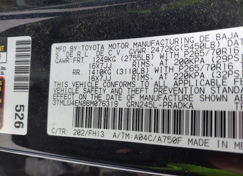 Photo 9 of 2011 Toyota Tacoma DOUBLE CAB (VIN 3TMLU4EN8BM076319)