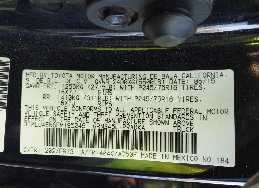 Photo 9 of 2015 Toyota Tacoma BASE V6 (VIN 3TMLU4EN8FM195249)