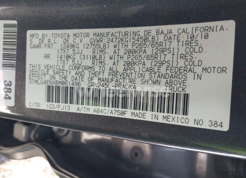 Photo 9 of 2011 Toyota Tacoma DOUBLE CAB (VIN 3TMLU4ENXBM061496)