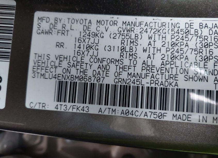 Photo 9 of 2011 Toyota Tacoma DOUBLE CAB (VIN 3TMLU4ENXBM068707)