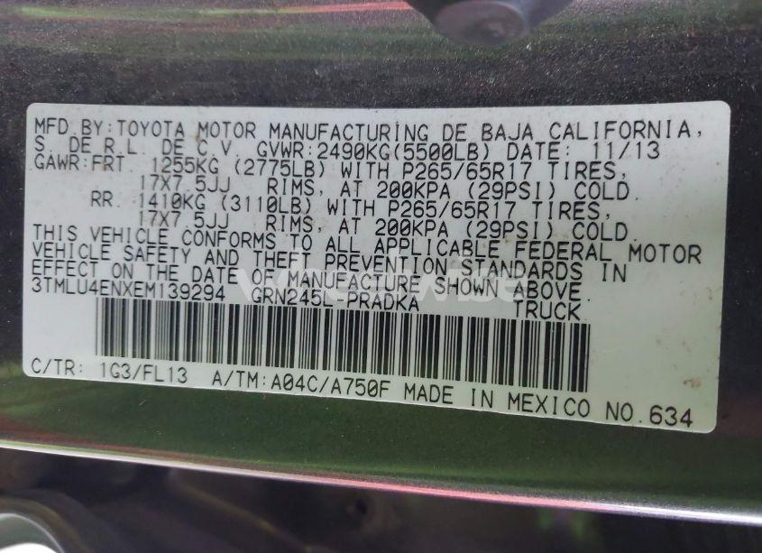 Photo 9 of 2014 Toyota Tacoma BASE V6 (VIN 3TMLU4ENXEM139294)