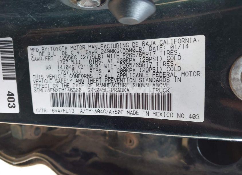 Photo 9 of 2014 Toyota Tacoma BASE V6 (VIN 3TMLU4ENXEM146360)