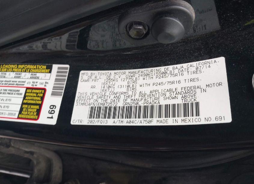 Photo 9 of 2014 Toyota Tacoma BASE V6 (VIN 3TMMU4FN1EM072572)