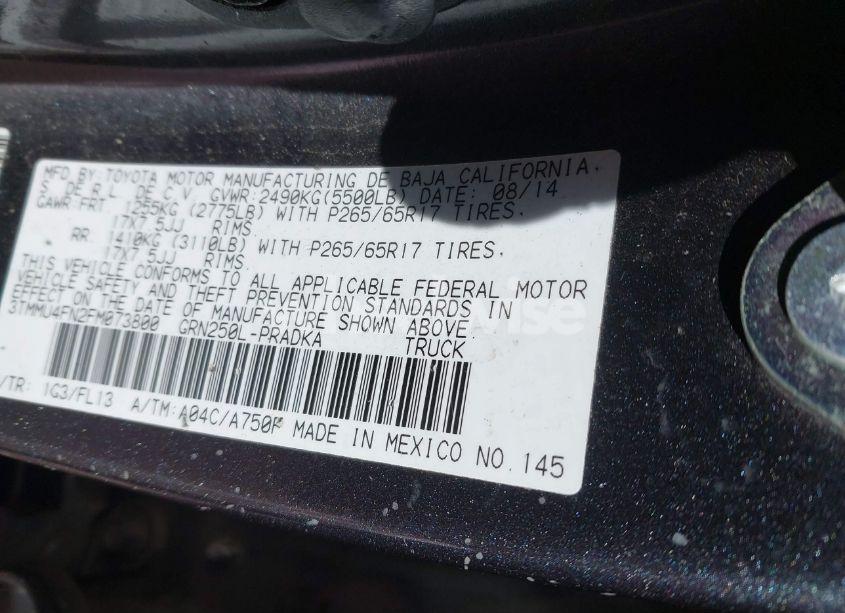 Photo 9 of 2015 Toyota Tacoma DOUBLE CAB LONG BED (VIN 3TMMU4FN2FM073800)