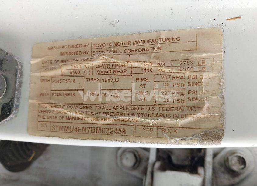 Photo 9 of 2011 Toyota Tacoma V6 (VIN 3TMMU4FN7BM032458)