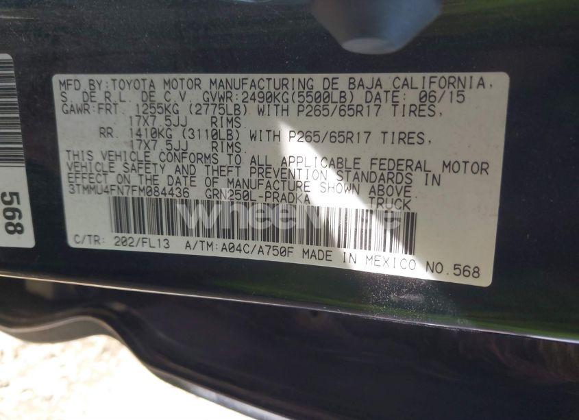 Photo 9 of 2015 Toyota Tacoma BASE V6 (VIN 3TMMU4FN7FM084436)