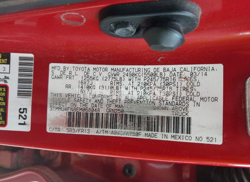 Photo 9 of 2014 Toyota Tacoma BASE V6 (VIN 3TMMU4FN8EM068048)