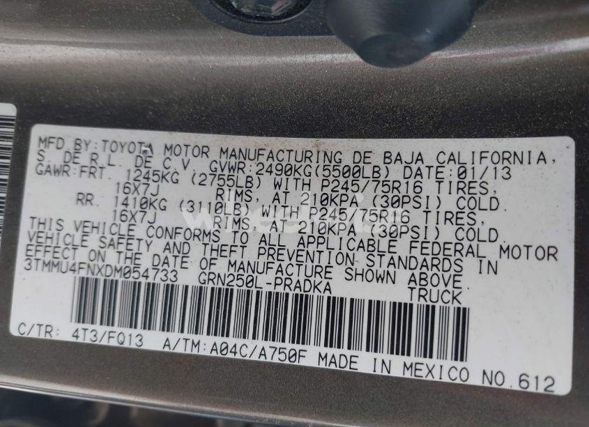 Photo 9 of 2013 Toyota Tacoma DOUBLE CAB LONG BED (VIN 3TMMU4FNXDM054733)