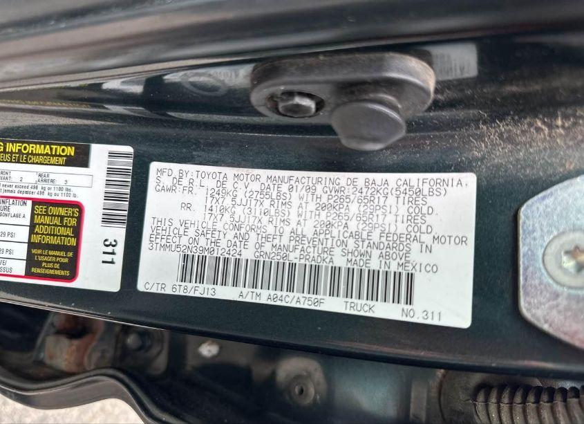 Photo 9 of 2009 Toyota Tacoma DOUBLE CAB LONG BED (VIN 3TMMU52N39M012424)
