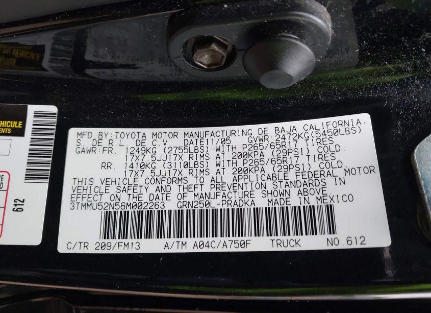 Photo 9 of 2006 Toyota Tacoma DOUBLE CAB LONG BED (VIN 3TMMU52N56M002263)