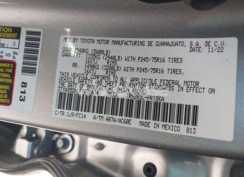 Photo 9 of 2023 Toyota Tacoma SR5 (VIN 3TYAX5GN1PT072674)