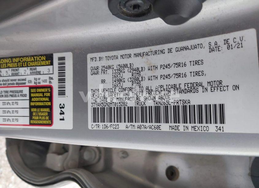 Photo 9 of 2021 Toyota Tacoma SR5 (VIN 3TYAX5GN2MT015282)