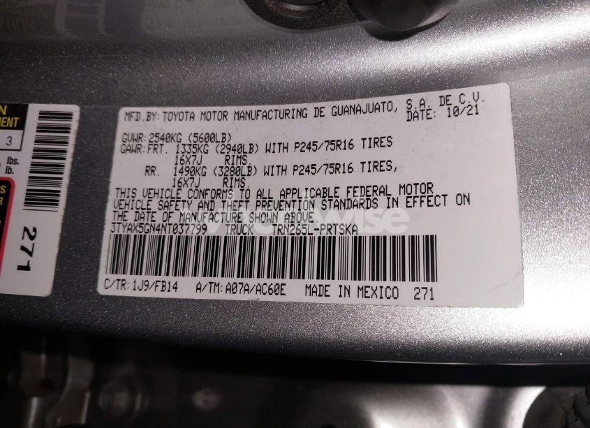 Photo 9 of 2022 Toyota Tacoma SR (VIN 3TYAX5GN4NT037799)
