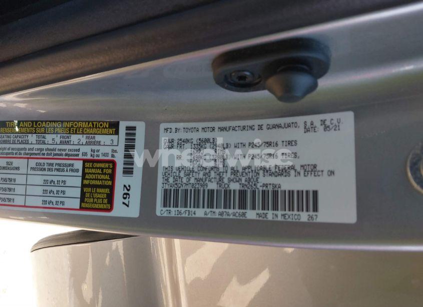 Photo 9 of 2021 Toyota Tacoma SR (VIN 3TYAX5GN7MT023989)