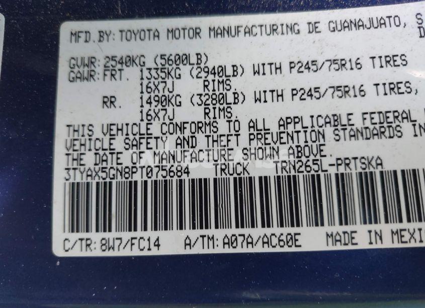 Photo 9 of 2023 Toyota Tacoma SR5 (VIN 3TYAX5GN8PT075684)