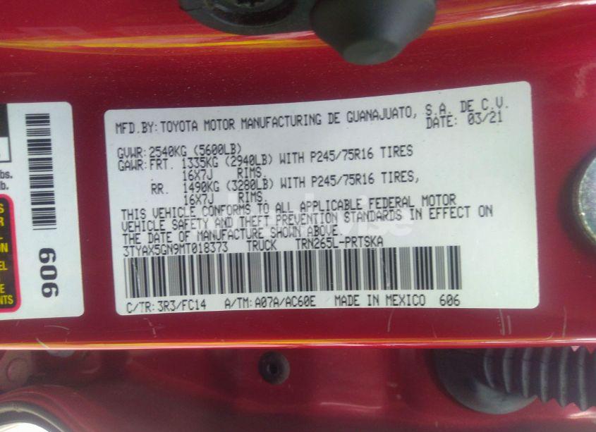 Photo 9 of 2021 Toyota Tacoma SR5 (VIN 3TYAX5GN9MT018373)