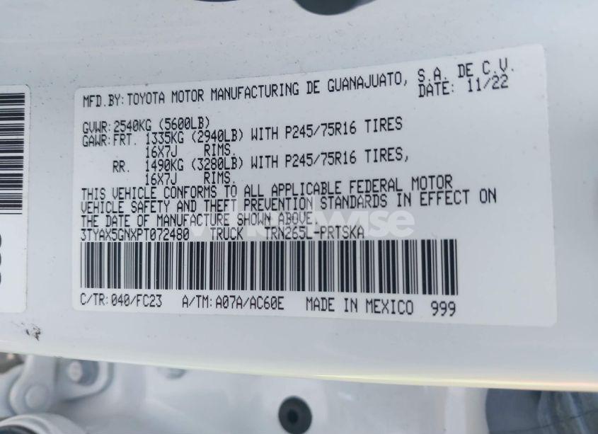 Photo 9 of 2023 Toyota Tacoma SR5 (VIN 3TYAX5GNXPT072480)