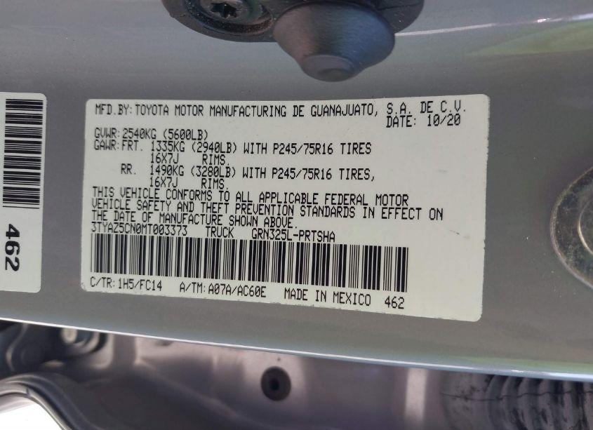 Photo 9 of 2021 Toyota Tacoma SR5 V6 (VIN 3TYAZ5CN0MT003373)