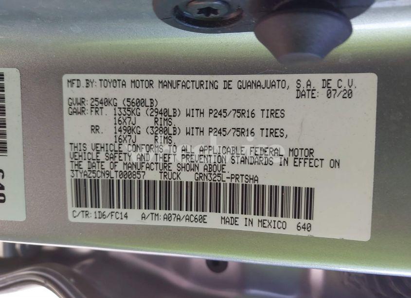 Photo 9 of 2020 Toyota Tacoma SR5 V6 (VIN 3TYAZ5CN9LT000857)