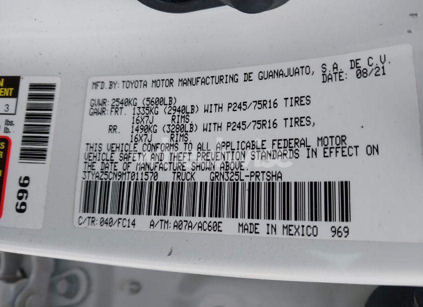 Photo 9 of 2021 Toyota Tacoma SR5 V6 (VIN 3TYAZ5CN9MT011570)