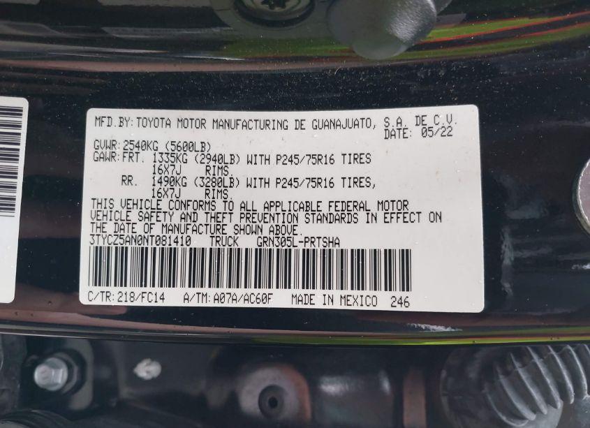 Photo 9 of 2022 Toyota Tacoma SR5 V6 (VIN 3TYCZ5AN0NT081410)