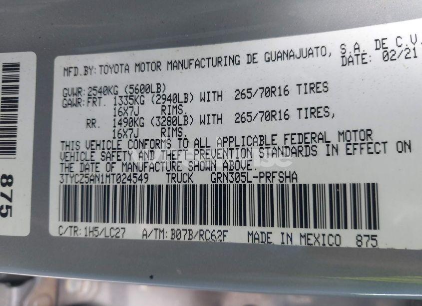 Photo 9 of 2021 Toyota Tacoma TRD OFF-ROAD (VIN 3TYCZ5AN1MT024549)