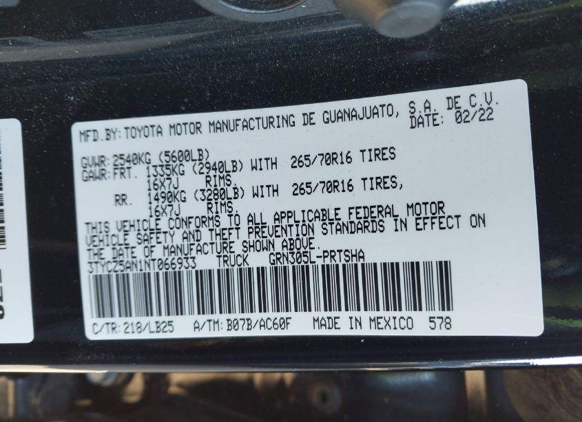 Photo 9 of 2022 Toyota Tacoma TRD PRO (VIN 3TYCZ5AN1NT066933)