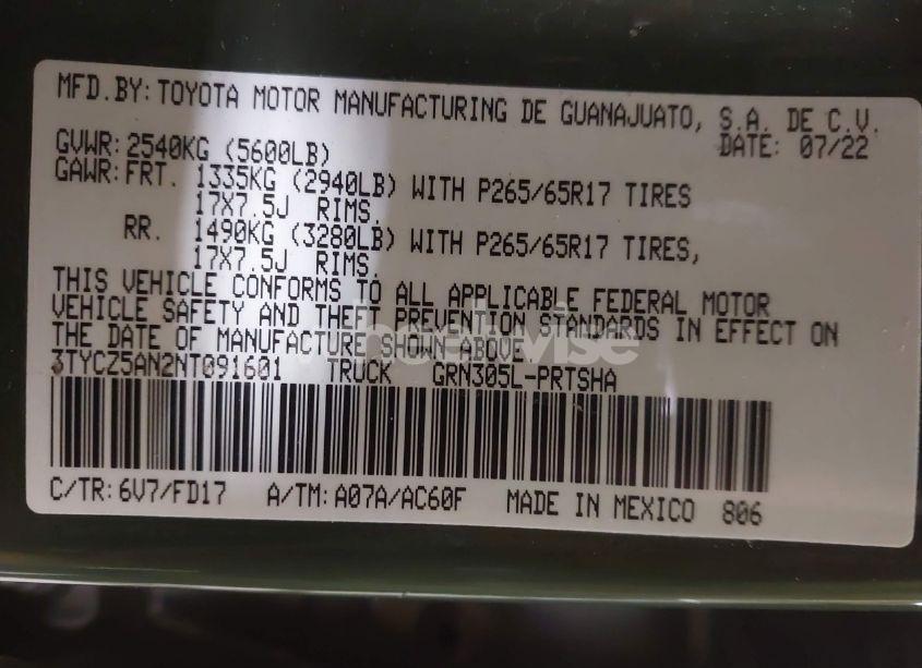 Photo 9 of 2022 Toyota Tacoma TRD SPORT (VIN 3TYCZ5AN2NT091601)