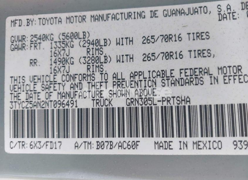 Photo 9 of 2022 Toyota Tacoma TRD OFF ROAD (VIN 3TYCZ5AN2NT096491)