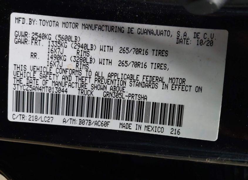 Photo 9 of 2021 Toyota Tacoma TRD OFF-ROAD (VIN 3TYCZ5AN4MT013044)