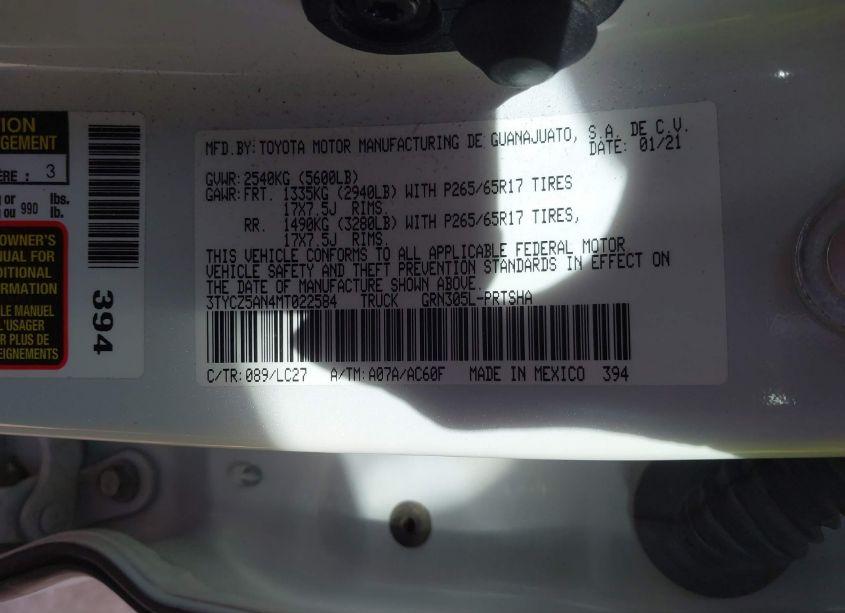 Photo 9 of 2021 Toyota Tacoma TRD SPORT (VIN 3TYCZ5AN4MT022584)