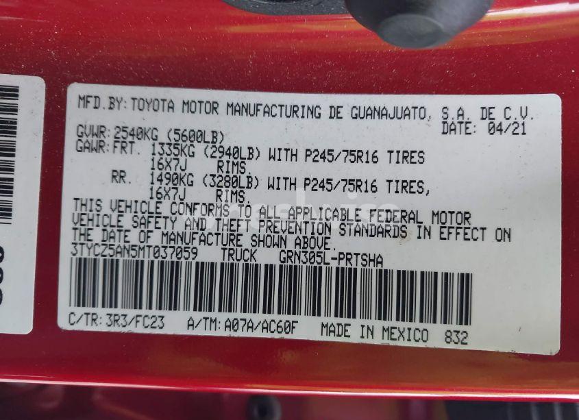 Photo 9 of 2021 Toyota Tacoma SR5 V6 (VIN 3TYCZ5AN5MT037059)