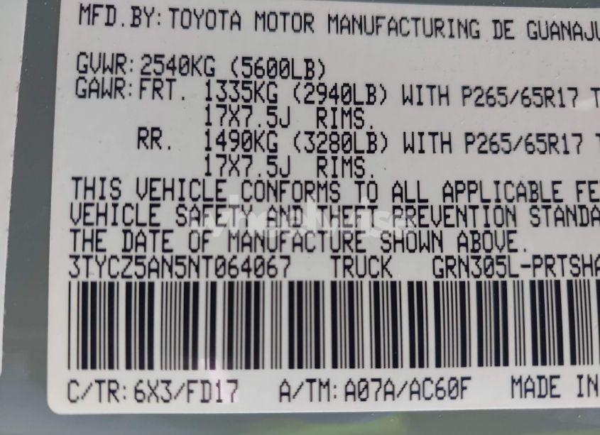 Photo 9 of 2022 Toyota Tacoma SR V6/SR5 V6/TRD OFF ROAD/TRD PRO/TRD SPORT (VIN 3TYCZ5AN5NT064067)