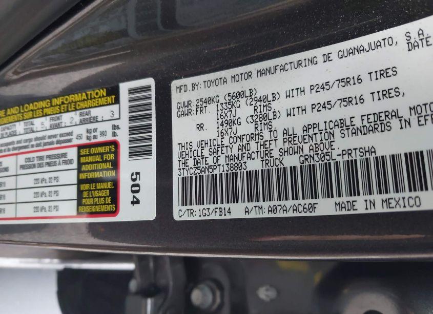 Photo 9 of 2023 Toyota Tacoma SR V6 (VIN 3TYCZ5AN5PT138803)