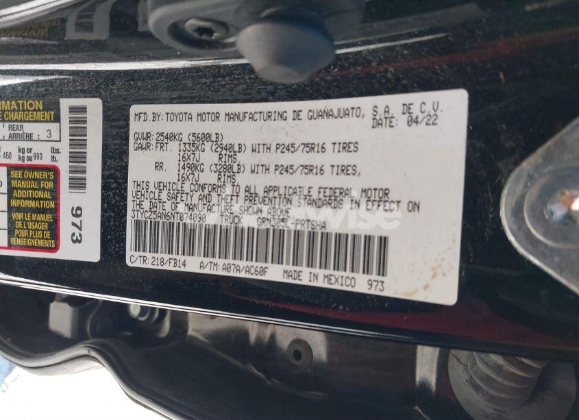 Photo 9 of 2022 Toyota Tacoma SR V6 (VIN 3TYCZ5AN6NT074090)