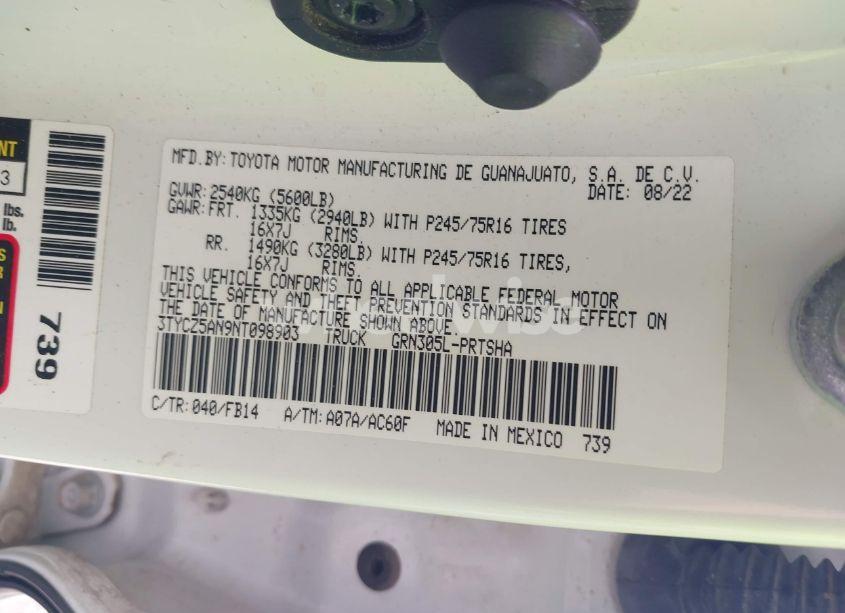 Photo 9 of 2022 Toyota Tacoma SR V6 (VIN 3TYCZ5AN9NT098903)