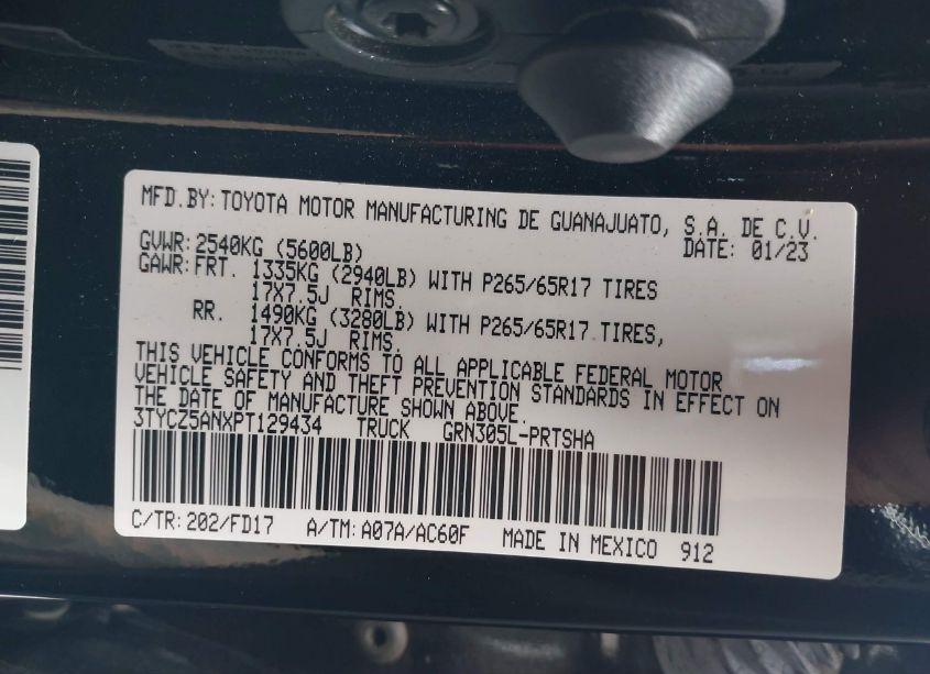 Photo 9 of 2023 Toyota Tacoma SR V6/SR5 V6/TRAIL EDITION/TRD OFF ROAD/TRD PRO/TRD SPORT (VIN 3TYCZ5ANXPT129434)