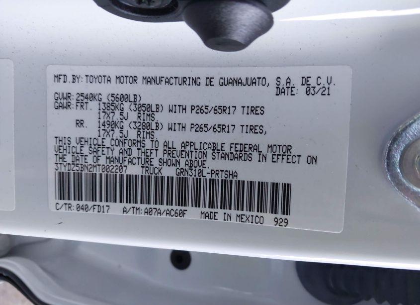 Photo 9 of 2021 Toyota Tacoma TRD SPORT (VIN 3TYDZ5BN2MT002207)